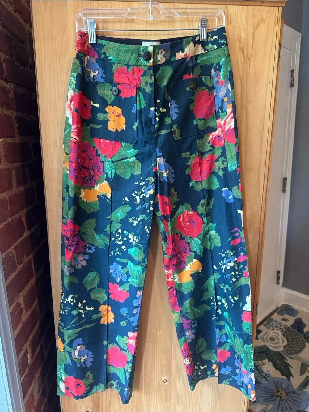 NWT SÉZANE Emilio Trousers Trianon Print Size 6, Cotton & Linen